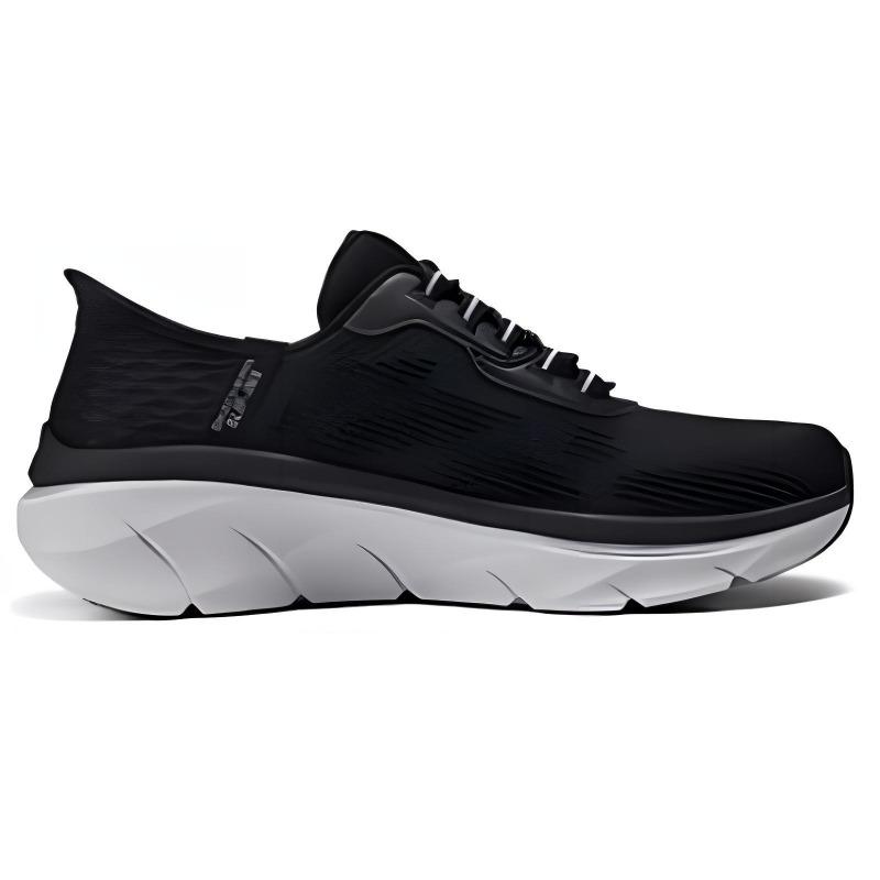 Skechers D'Lux Walker 2.0 Слипоны Мужские Ткань Синтетическая Кожа Амортизирующие Беговые Кроссовки Черно-Серые 232446-BKGY