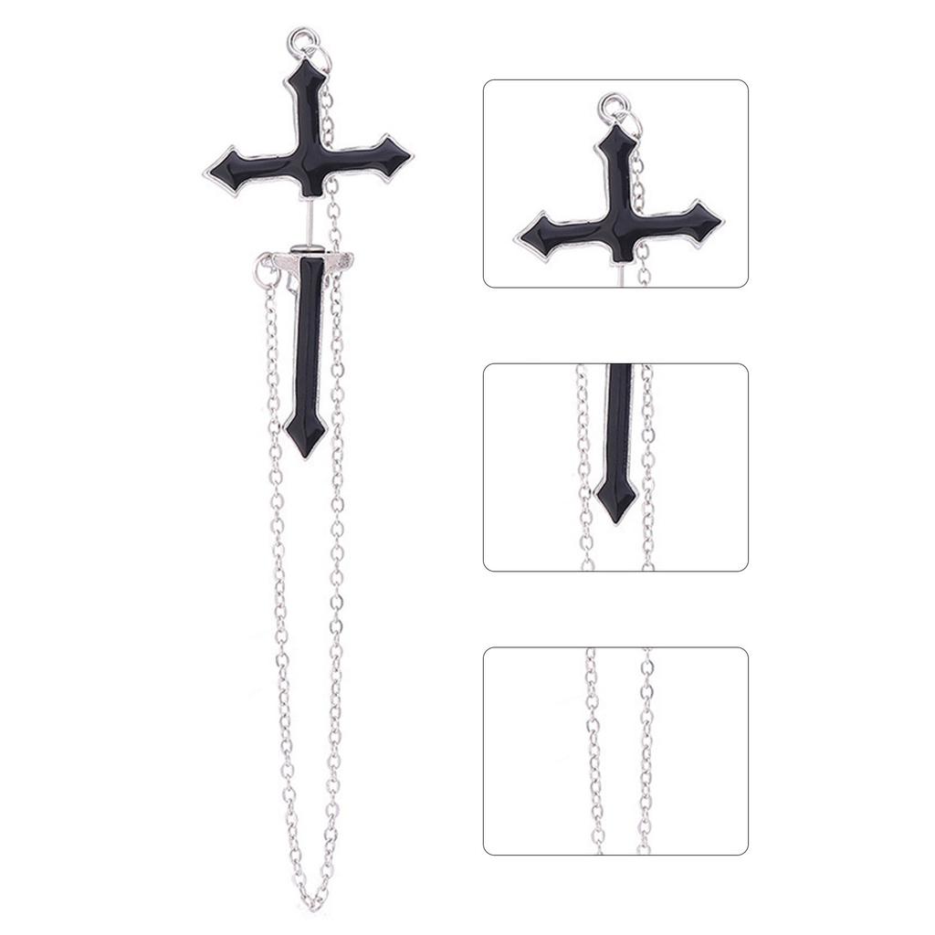 Men Women Street Punk Chain Stylish Cross Non-allergic Delicate Dangle Earrings ARI