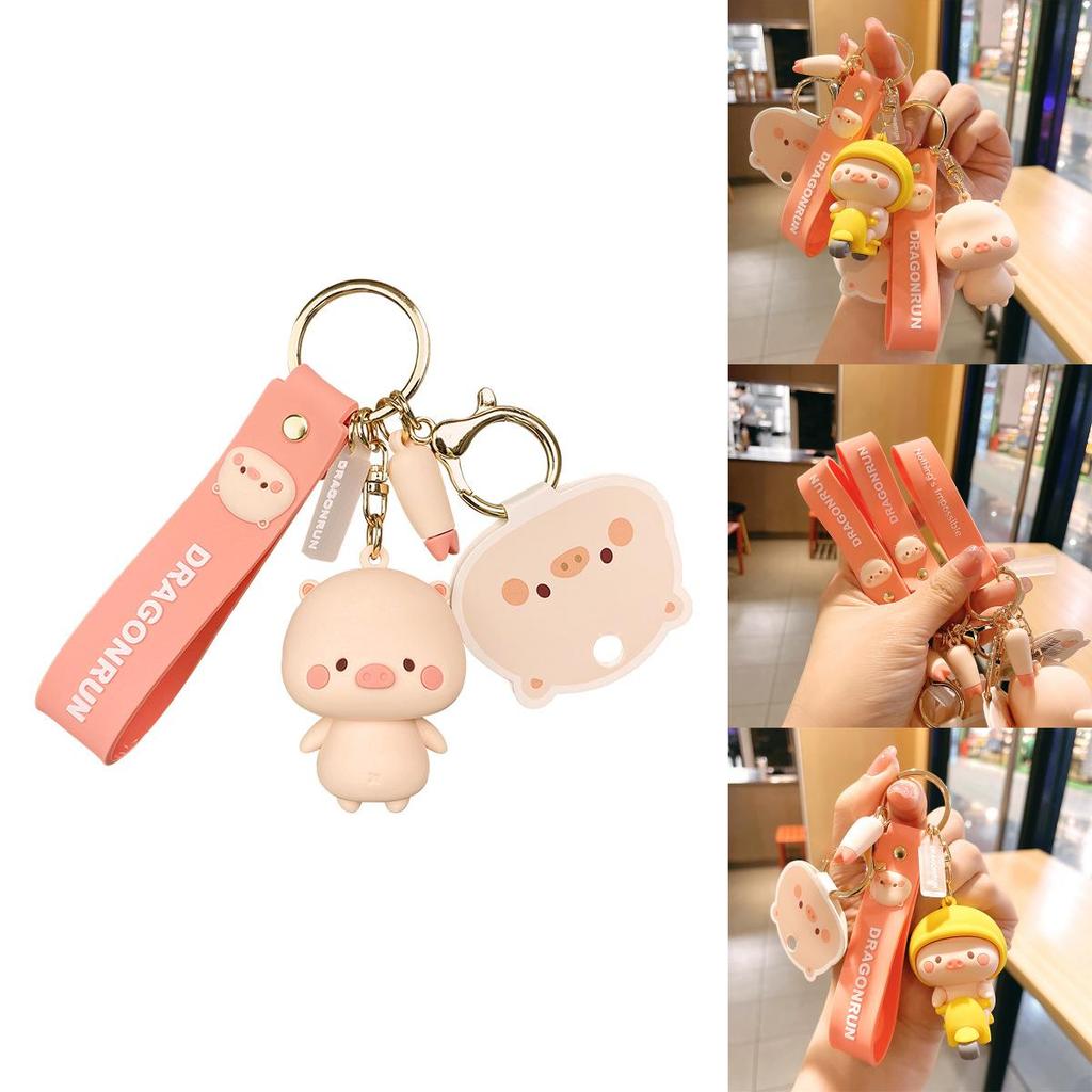 Adorable Cartoon Pig Keychain Cute And Creative Soft Rubber Key Accessory For Bags And Cars