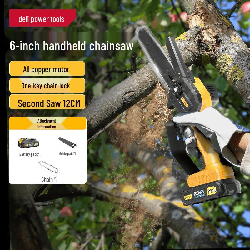 Deli 6-inch 20V Cordless Electric Chainsaw CN plug (adapter included)