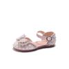 Summer Girl Rhinestone Bowtie Sandals Bling Princess Pearl Dress Shoes Children Flat with Kid Baby Dance Party Shoes Hook & Loop