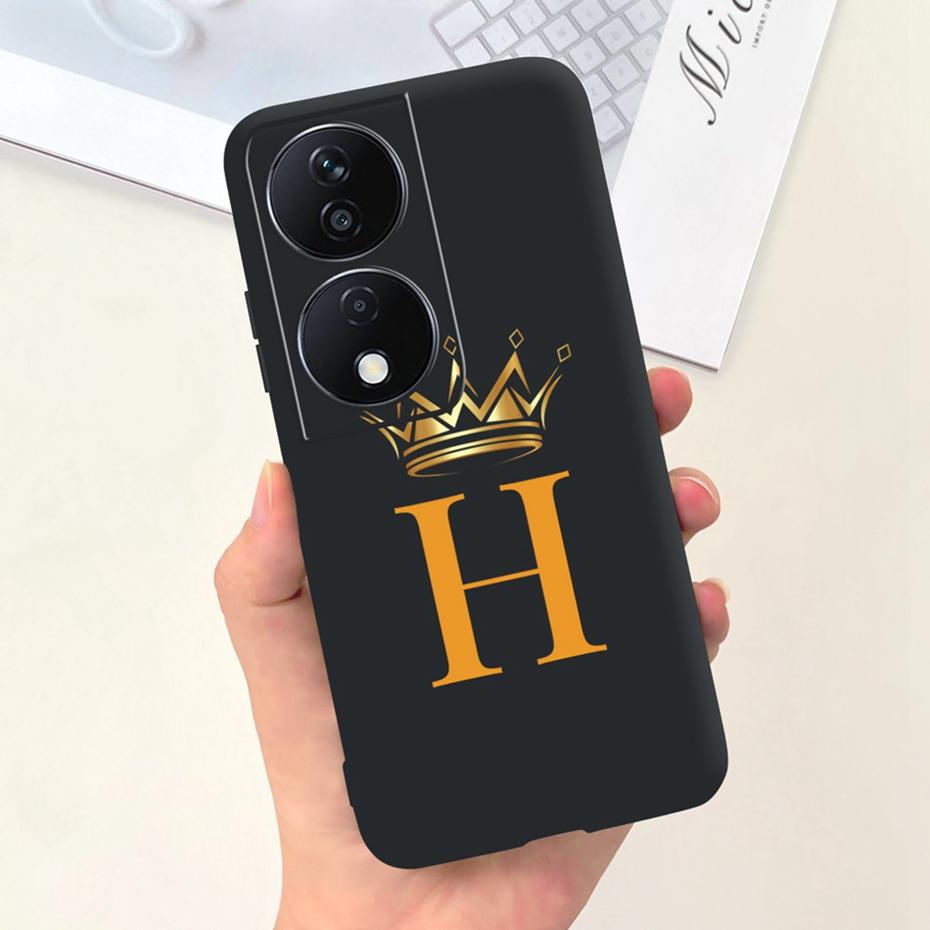 Чехол для Honor X7b CLK-LX2 2023 Модный Коронка Сакура Первая Буква Бампер для Телефона Для HonorX7b X 7B 4G Мягкий Силиконовый Задний Чехол