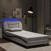 VidaXL Bed Frames with LED Lights, Upholstered Bed, Single Bed, Indoor Bedroom Adult Bed, Modern, White 3213905