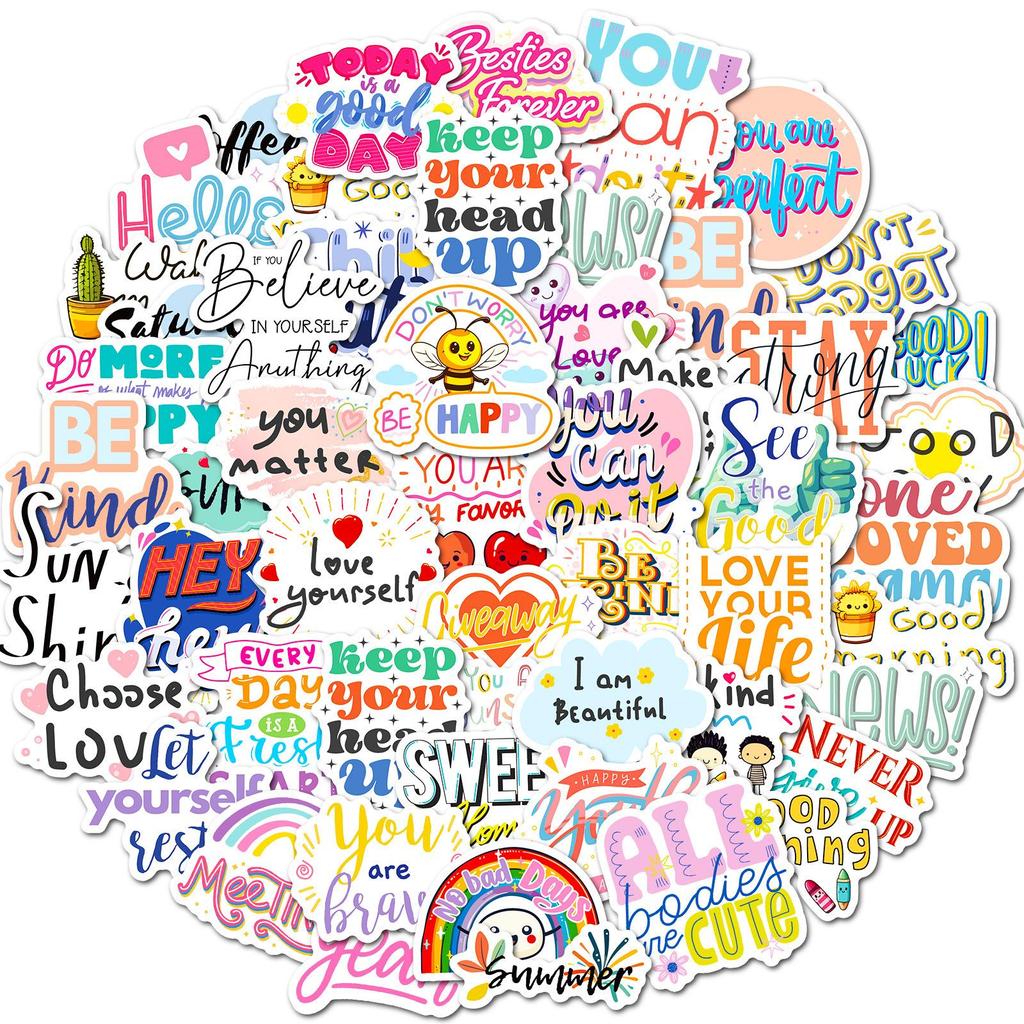 50Pcs Motivational Stickers for Adults Women Teens,Vinyl Waterproof Positive Inspiring Sticker for Laptop Words Phone Case