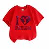 Kids Boys Girls 100% Cotton Crew Neck Short Sleeve T-Shirt, I Love Cheerleading Glitter Print Casual Tees for Cheer Sports Lovers Daily Wear