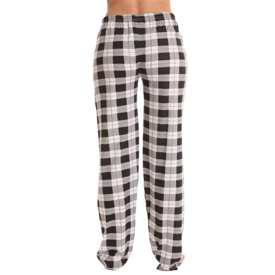 Женские длинные брюки с эластичной резинкой на талии, широкие повседневные брюки, спортивные клетчатые брюки, свободные домашние брюки