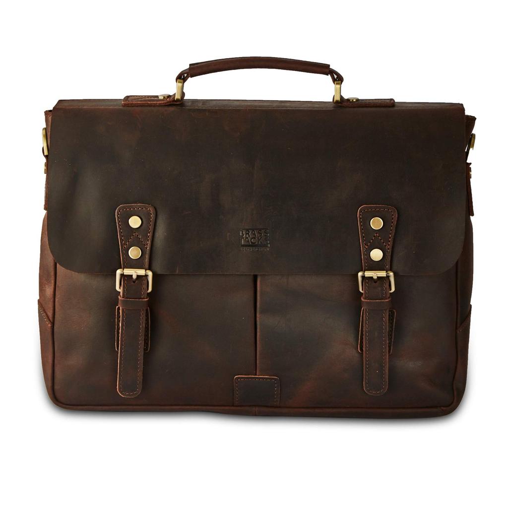 BRASS TACKS Leathercraft, an American Brand, Men's Business Bag Made of Cowhide Leather, Suitable for Job Hunting and Recruitment, with a Large
