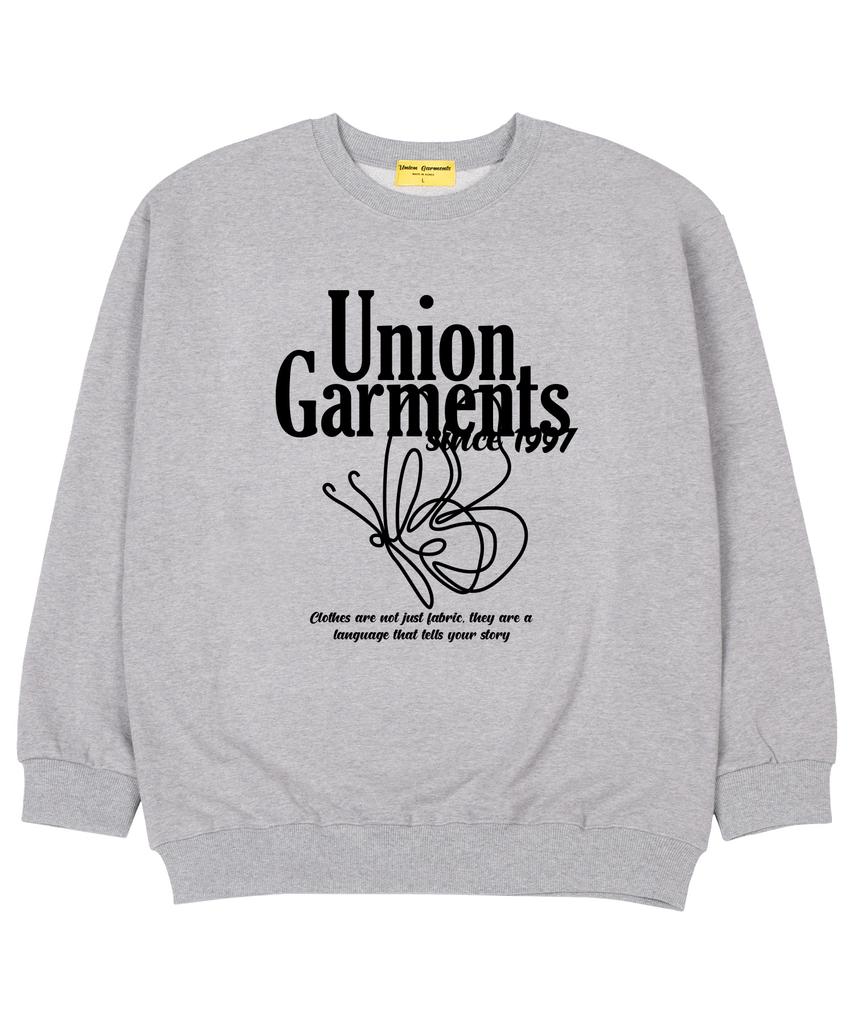 UNION GARMENTS Butterfly Terry Oversized Sweatshirt Gray