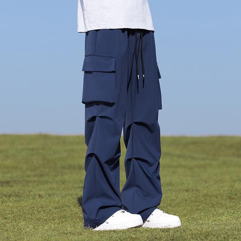 Весенне-осенние мужские модные однотонные повседневные брюки-карго