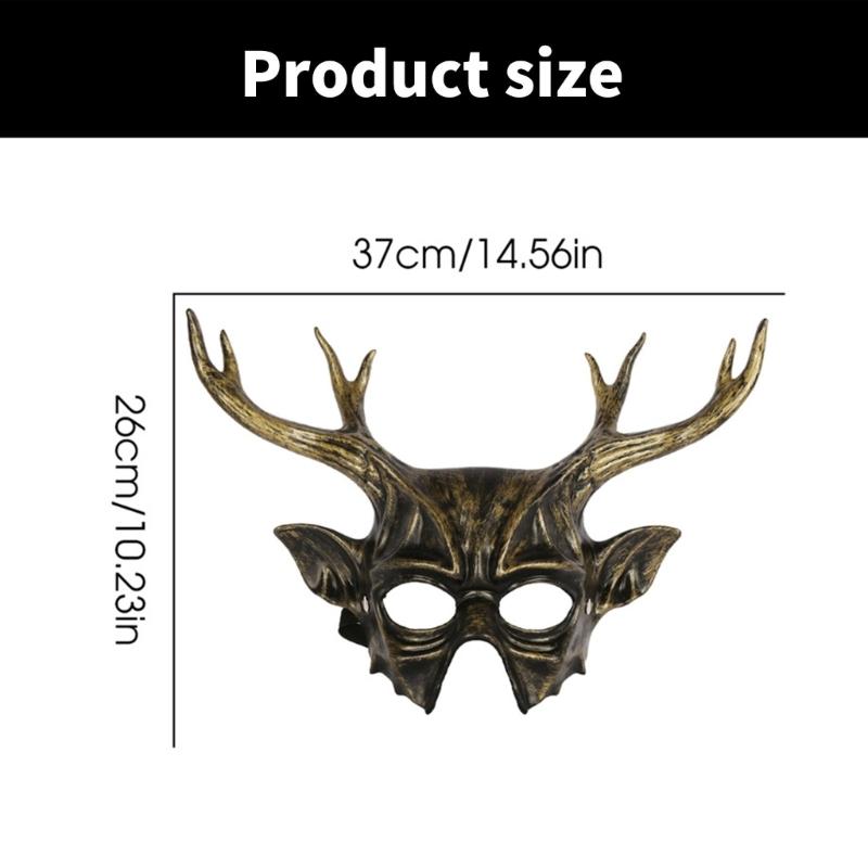 Маска с рогами оленя Маскарадная маска для Хэллоуина Косплей Маска животного Маска для вечеринки Маска для вечерних мероприятий для женщин Мужчин