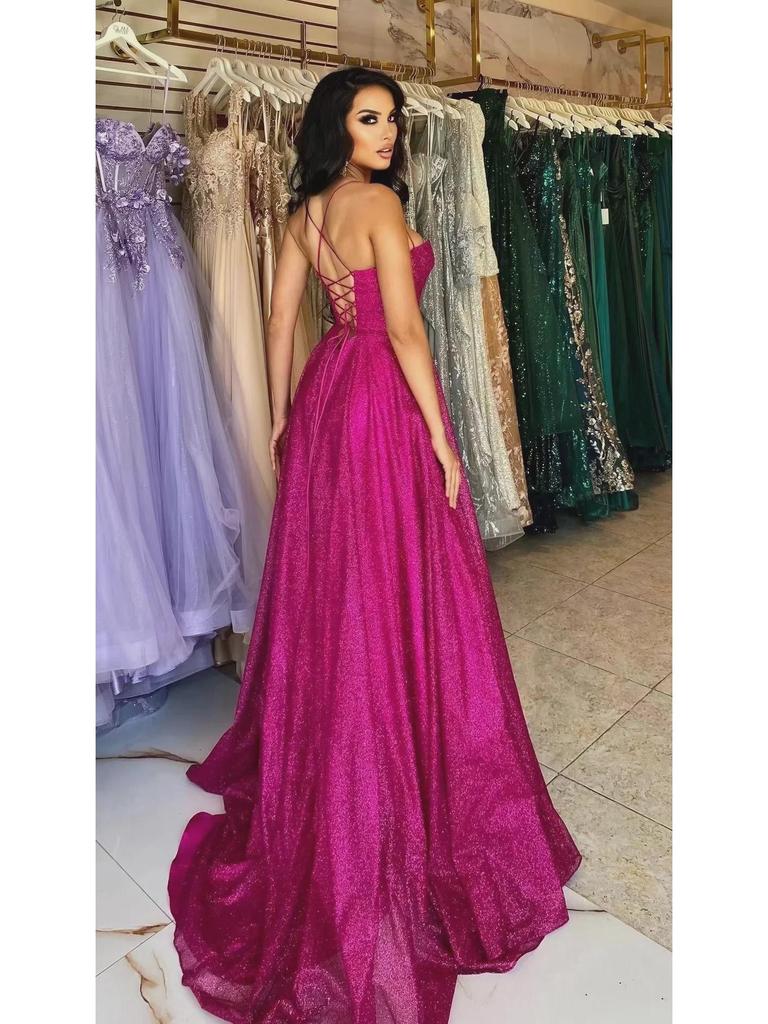 2025 European & American Women's Gold-Sprinkled Sleeveless Tube Top Maxi Dress