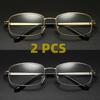 2PCS Square Full Frame Metal Lens Reading Glasses Men Women Presbyopic Glasses Anti-Scratch Eyewear Diopter +1.0 +1.5 To +4.0