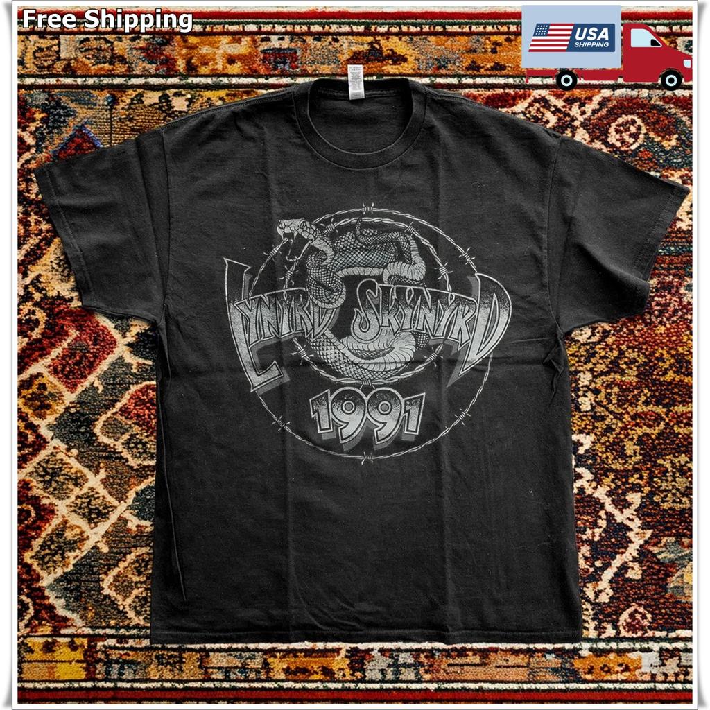 Lynyrd Skynyrd 1991 Logo Band, Black T-shirt Size S-