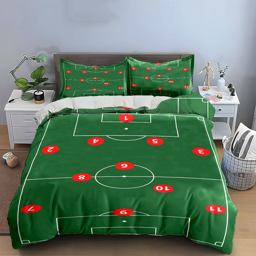 Soccer field with numbers. Bedding sets Duvet cover sets Duvet covers Pillowcases(1*Duvet Cover 2*Pillowcases without duvet insert)