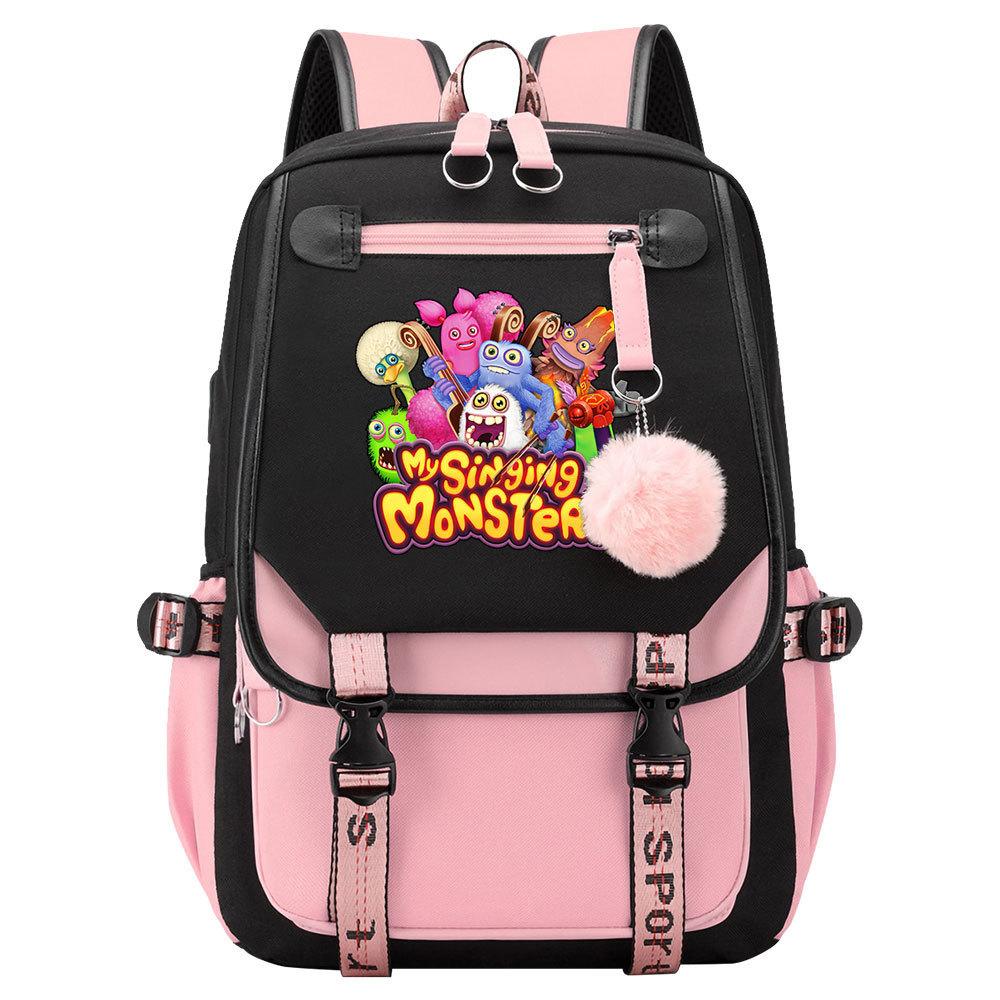 Игровой рюкзак Monster Concert с принтом, USB, для подростков, студентов, школьный, мужской и женский, повседневный, с лямками, откидной