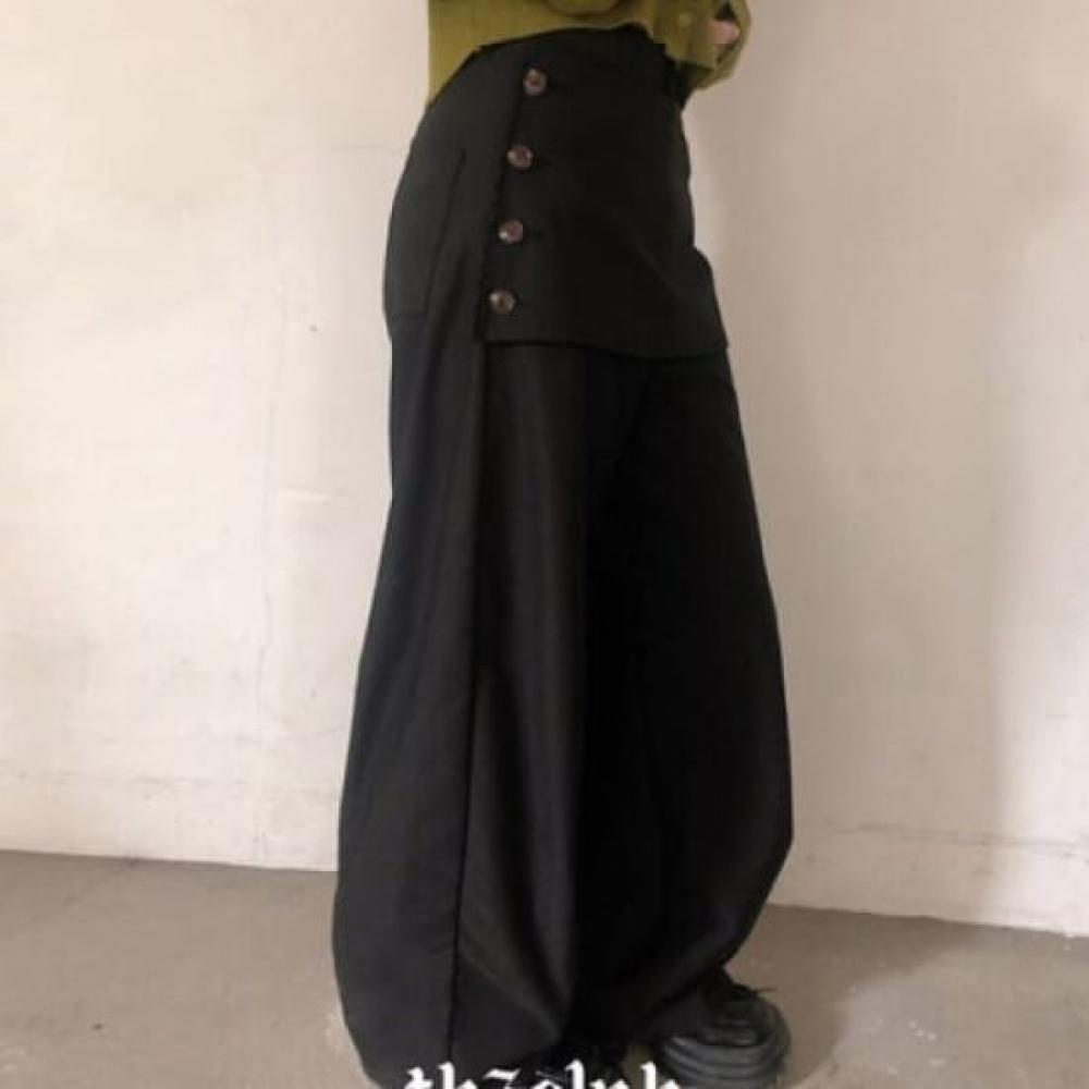 The Pink Chibin Layered Button Wrap Wide Pants