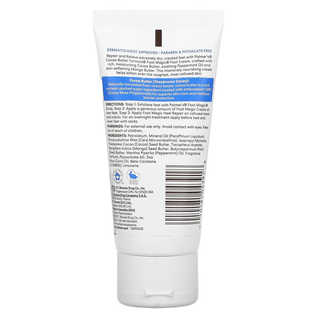 Palmer's, Формула с маслом какао и витамином Е, Foot Magic, масло перечной мяты и масло манго, 2,1 унции (60 г)