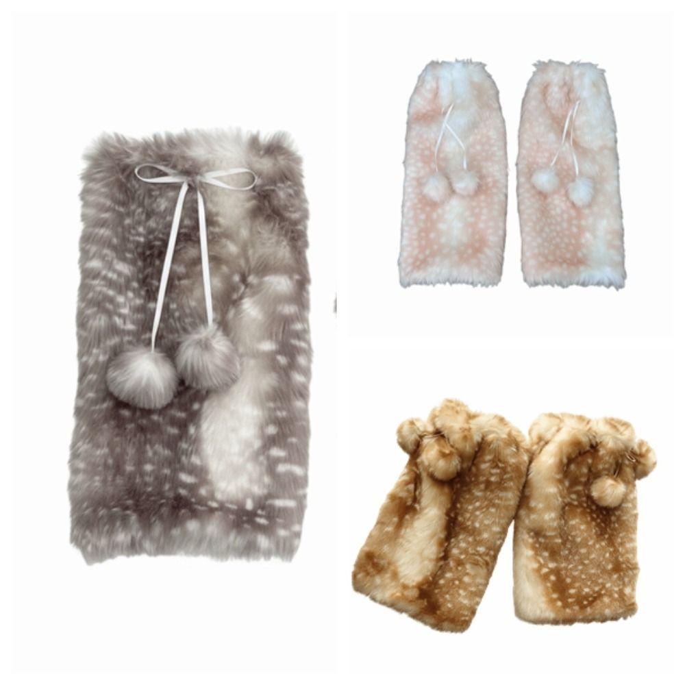 Y2k Furry Leg Warmers Fawn Dot Plush Leg Coverings Fashion Winter Leg Warmers Accessories
