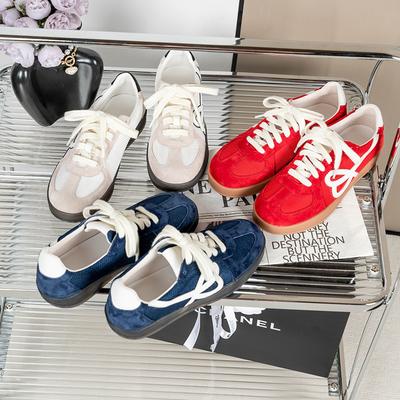 Красные немецкие кроссовки ретро с толстой подошвой, дышащие, с запахом ног, легкие, для бега, повседневные, с внутренней стороны, увеличивающие высоту, подходящие по цвету, универсальные, спортивные, женские