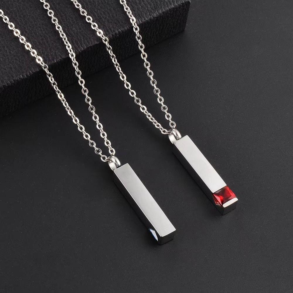 Fill-able Zircon Cremation Necklace Long Strip Pet Ashes Necklace Ashes Necklace Pendant Women
