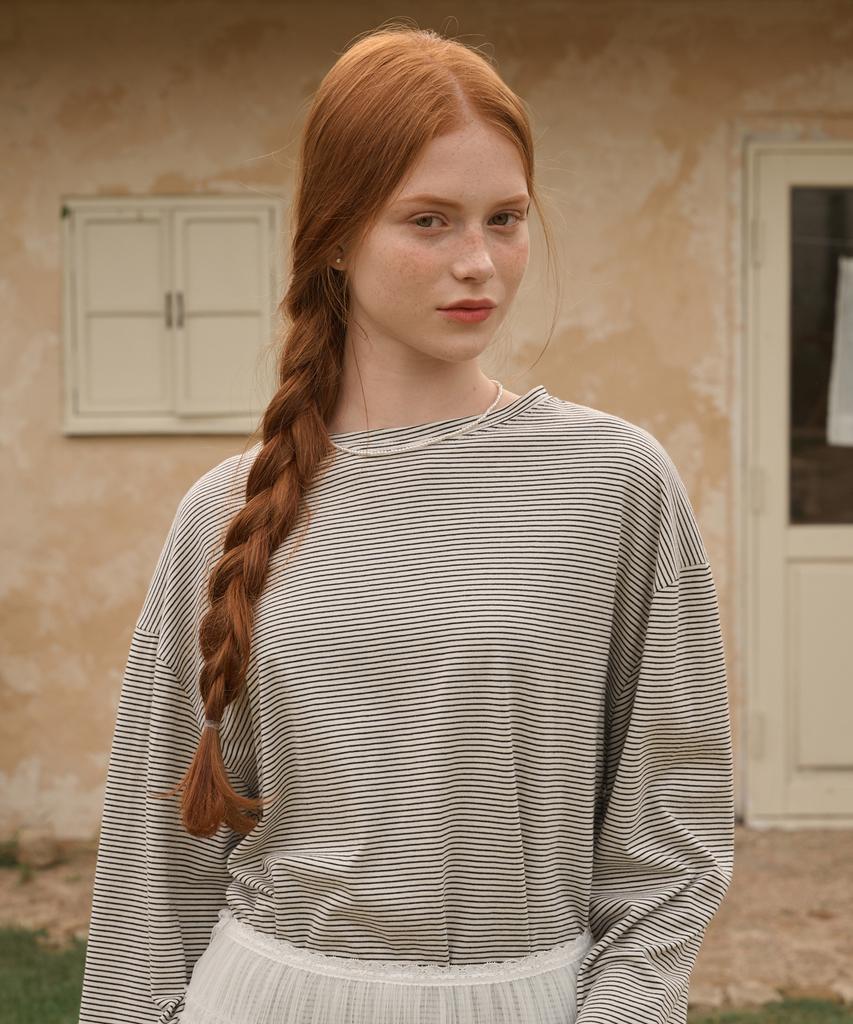 LOSSYROW Overfit Stripe Long Sleeve White