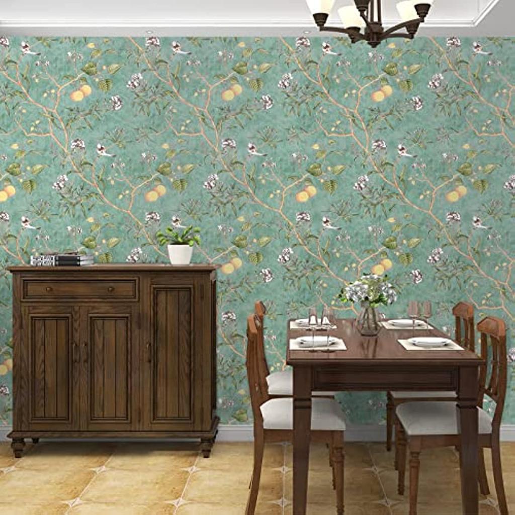 Винтажные ботанические птицы самоклеящиеся обои виниловые самоклеящиеся обои зеленые съемные контактные обои для декора дома