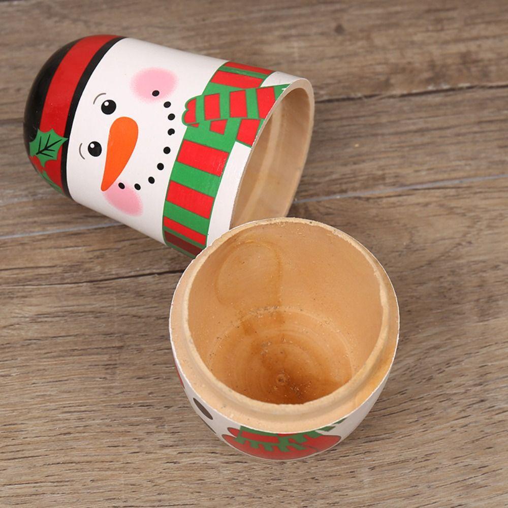Smooth Snowman Russian Doll Wood Wooden Stacking Dolls Cute Xmas Matryoshka Doll  Brithday Gifts