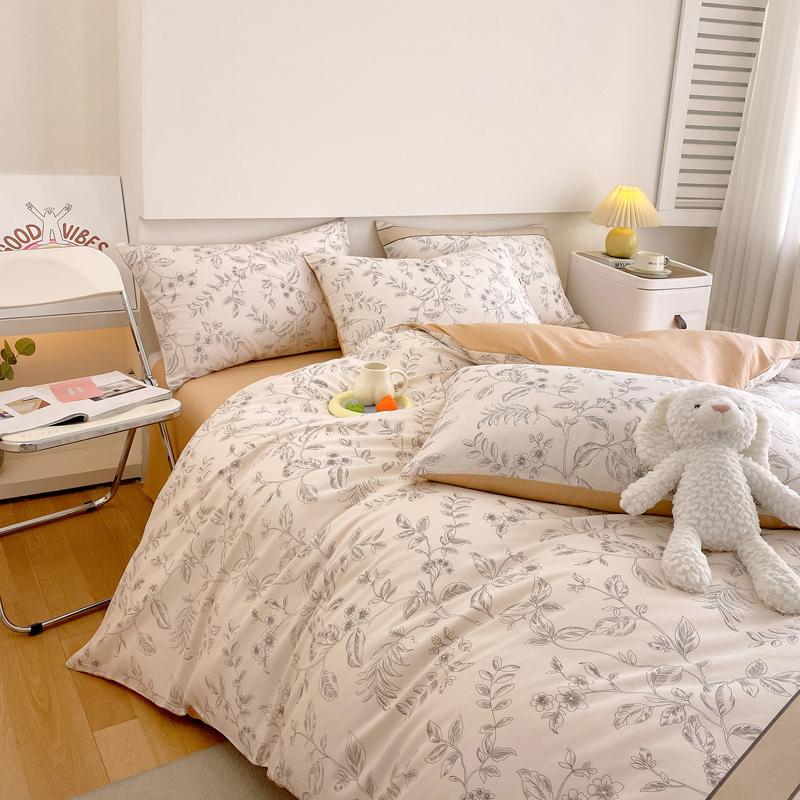 Luxury 100% Cotton Floral Duvet Cover Set 3-Piece (1 Duvet Cover + 2 Pillowcases) - Wrinkle-Free, Hotel Quality Bedding Set