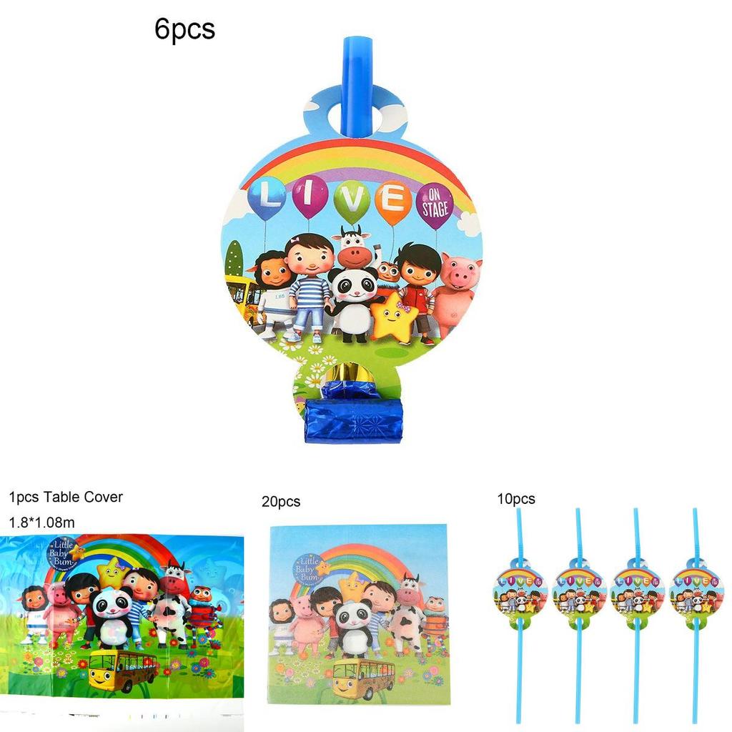 Принадлежности для дня рождения в стиле Little Baby Bum с праздничной посудой и декором