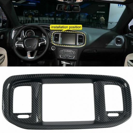 Interior GPS Navigation Panel Cover Trim For Dodge Charger 2015+ Carbon Fiber
