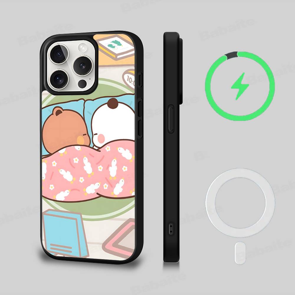 BUBU DUDU Мультяшный Матовый Магнитный Чехол Для Телефона Для IPhone 16 17 15 14 13 12 11 Для Magsafe Беспроводной Зарядки
