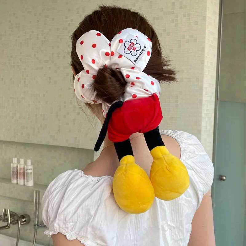 Микки Мультяшная Повязка на Голову с Рисунком Попки в Горошек Цветочный Стиль Резинка для Волос Головной Убор Модный Аксессуар Сочетающаяся с Шнурком для Головы Периферия Забавные Подарки