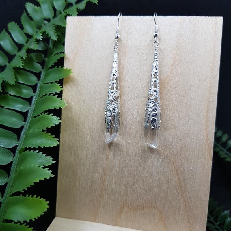 Ретро Серебристый Цвет Filigree Длинные Хрустальные Висячие Серьги для Женщин Хэллоуин Фэнтези Эльф Ведьма Фея Косплей Украшения Вечеринка Подарок