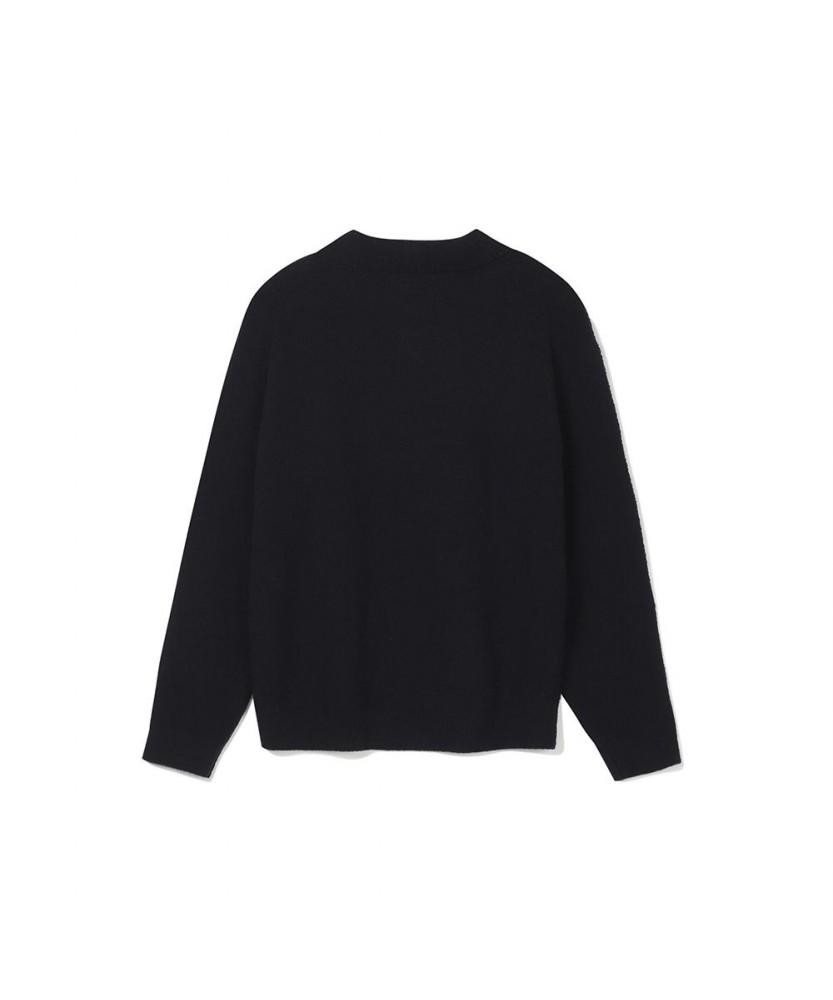 NOTIG Wool Blend Thierry Solid Sweater Navy_Oka3Swtl101N1