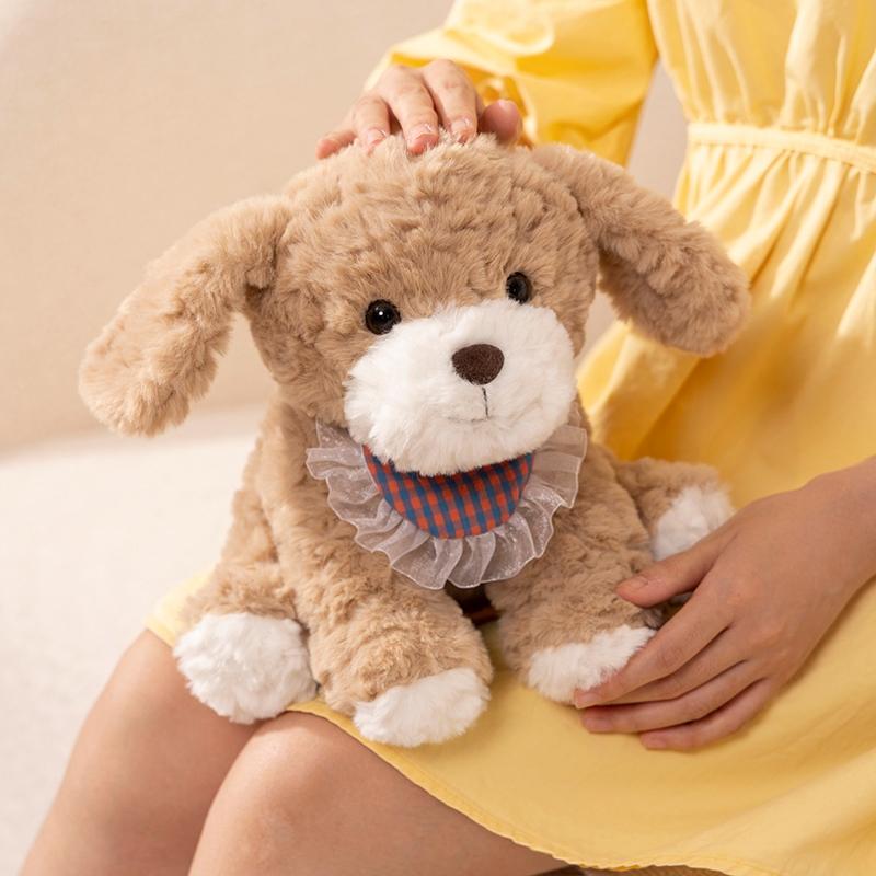 25 см имитация щенка с нагрудником, реалистичная пушистая собака, мягкая кукла, милые игрушки, забавный декор для домашней вечеринки, подарок на день рождения для детей