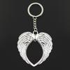 Fashion 30mm Key Ring Metal Key Chain Keychain Jewelry Antique Bronze Plated Angel Wings 74x69mm Pendant