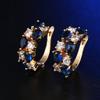 Серьги для женщин Ювелирные изделия Позолота 14K Pendientes Модные Круглые Кольца Прозрачная Мозаика Цирконий CZ Пусеты Серьга-гвоздик Ювелирное изделие