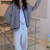 Female Harajuku Y2K Casual Top Black White Striped Cardigan Women Spring Autumn Loose Casual Long Sleeve Coat Streetwear