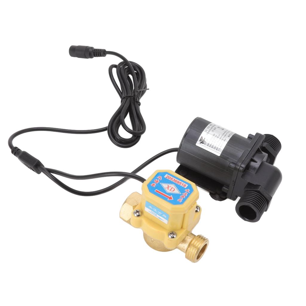DC Brushless Pump Quiet Solar Water Heater Booster Pump with Flow Switch 6v-24v G1/2 Male Thread