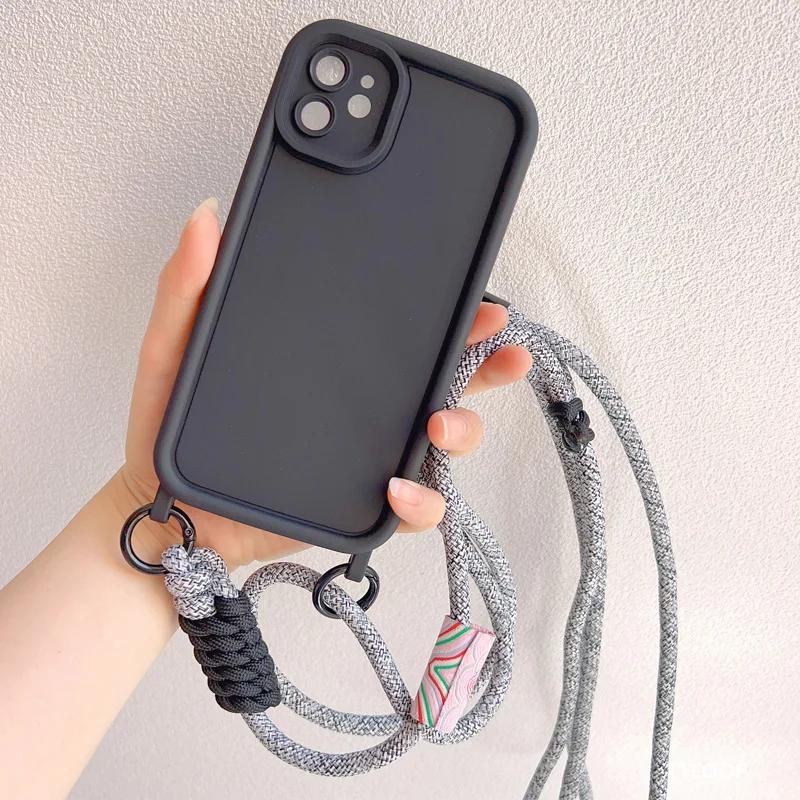 Чехол-цепочка с регулируемым шнурком для iPhone 15 16 14 13 11 12 Pro Max MiNi XR X XS 7 8 plus SE 2020, мягкий чехол