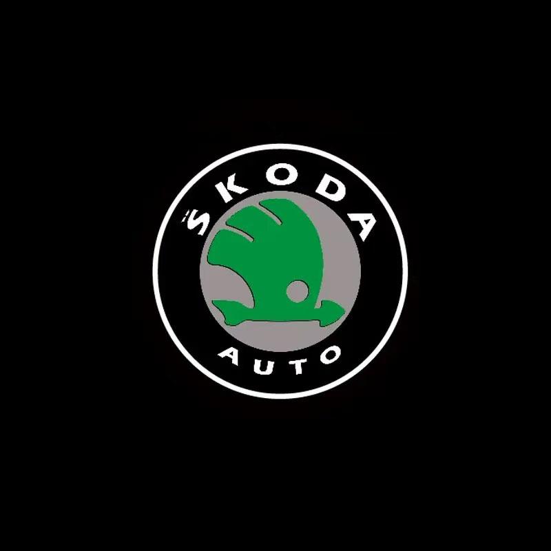REOY4 2Pcs LED Car Door logo Projector Ghost Shadow Welcome Lights for Skoda Logo Octavia VRS Yeti Kodiaq Fabia Superb 2 3 Karoq Rapid