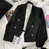 Double-breasted White Blazer Female Slim Spring Solid Color Temperament Long-sleeved Short Suit
