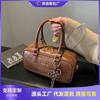 Popular Bowling Bag Women's New High-end Retro Casual Handbag Shoulder Messenger Bag