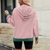 HNXC Women's Fashion Casual Stripe Print Long Sleeve Hooded Hoodies & Sweatshirts