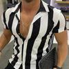 Men's Shirts Holiday Hawaiian Beach Shirts Striped Print Tops Business Casual Cropped Oversized T-Shirts 5XL Designer Clothing