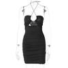 2022 летнее однотонное платье с открытой спиной на шее Y2K, модное мини-платье без рукавов, женское сексуальное Клубное вечернее платье, облегающая одежда