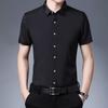 Men's Summer Solid Color Short-Sleeve Turn-Down Collar Shirt - Casual and Workwear Top