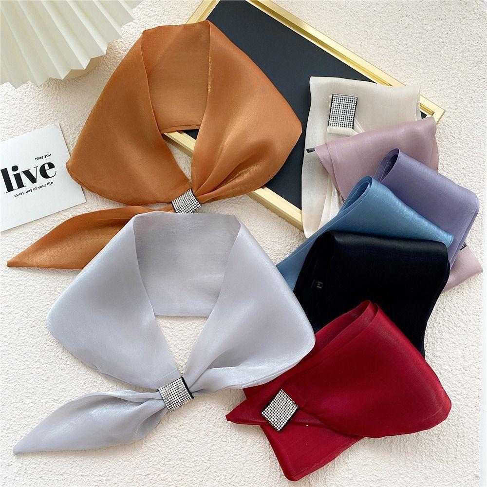 Women's Diamond Satin Silk Scarf with Cross Neckerchief Design
