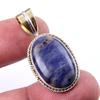 Natural Sodalite Gemstone 925 Solid Sterling Silver Two Tone Pendant 1.50'' Y6W92