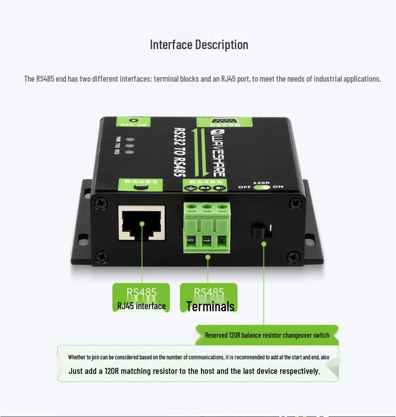 Industrial RS232 to RS485 Electromagnetic Isolation Converter, Bidirectional Serial Port to 485 Module